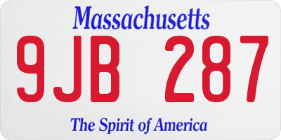 MA license plate 9JB287