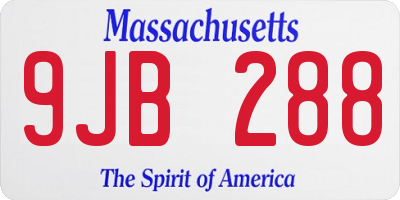 MA license plate 9JB288
