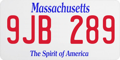 MA license plate 9JB289