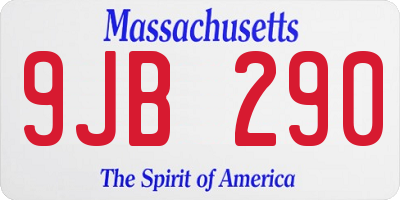 MA license plate 9JB290