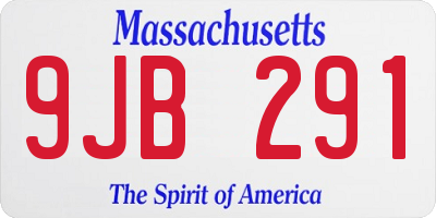 MA license plate 9JB291