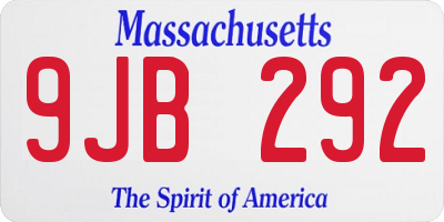 MA license plate 9JB292