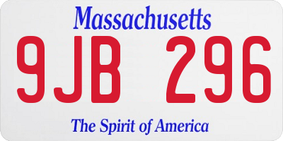 MA license plate 9JB296