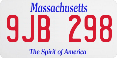 MA license plate 9JB298