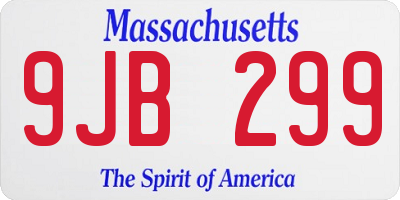 MA license plate 9JB299