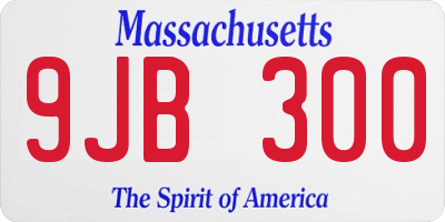 MA license plate 9JB300