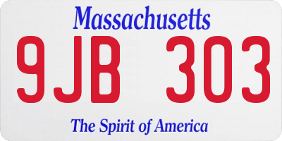 MA license plate 9JB303