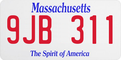 MA license plate 9JB311