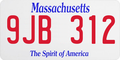 MA license plate 9JB312