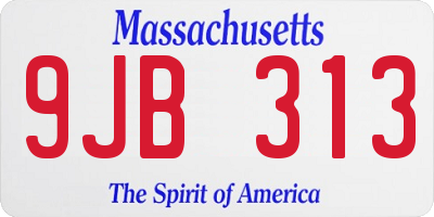 MA license plate 9JB313