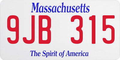 MA license plate 9JB315