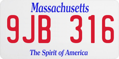 MA license plate 9JB316