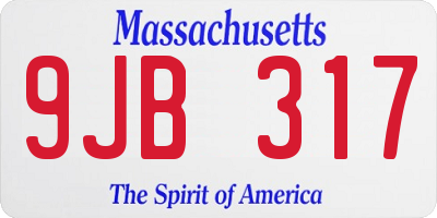 MA license plate 9JB317