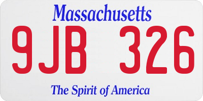 MA license plate 9JB326