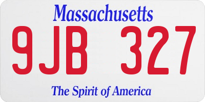 MA license plate 9JB327