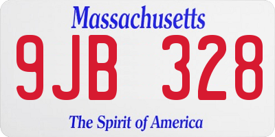 MA license plate 9JB328