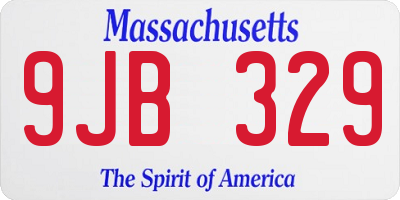 MA license plate 9JB329