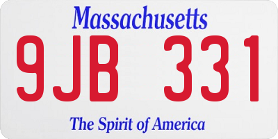 MA license plate 9JB331