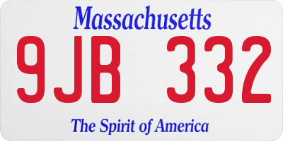 MA license plate 9JB332