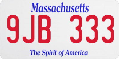 MA license plate 9JB333