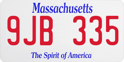 MA license plate 9JB335