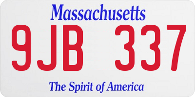 MA license plate 9JB337