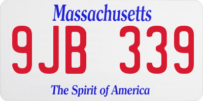 MA license plate 9JB339