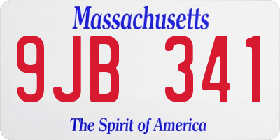 MA license plate 9JB341