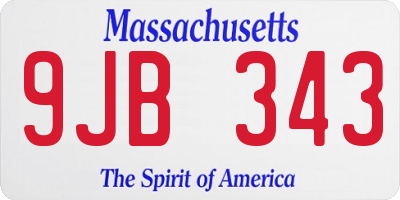 MA license plate 9JB343