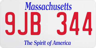 MA license plate 9JB344