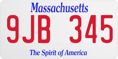 MA license plate 9JB345