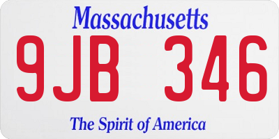 MA license plate 9JB346