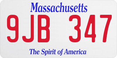MA license plate 9JB347