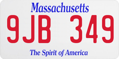 MA license plate 9JB349
