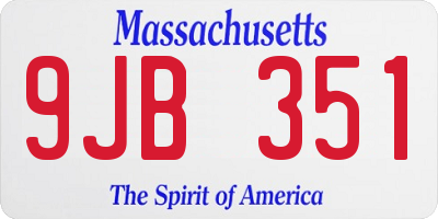 MA license plate 9JB351
