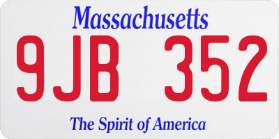 MA license plate 9JB352