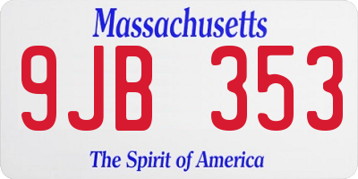 MA license plate 9JB353