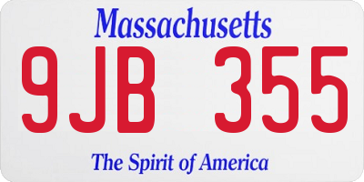 MA license plate 9JB355