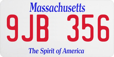 MA license plate 9JB356