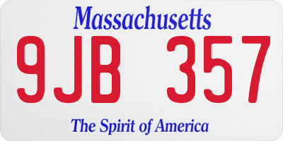 MA license plate 9JB357