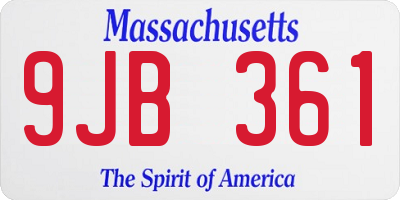 MA license plate 9JB361