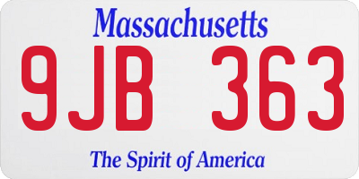 MA license plate 9JB363
