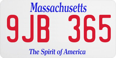 MA license plate 9JB365