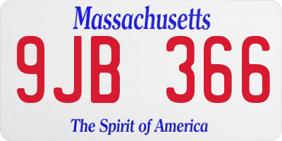 MA license plate 9JB366