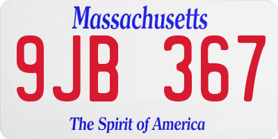 MA license plate 9JB367