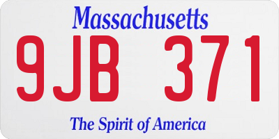 MA license plate 9JB371