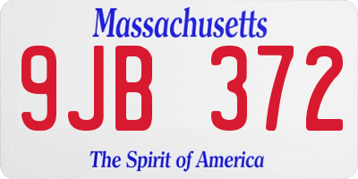 MA license plate 9JB372