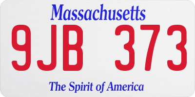 MA license plate 9JB373
