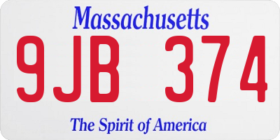 MA license plate 9JB374