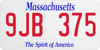 MA license plate 9JB375